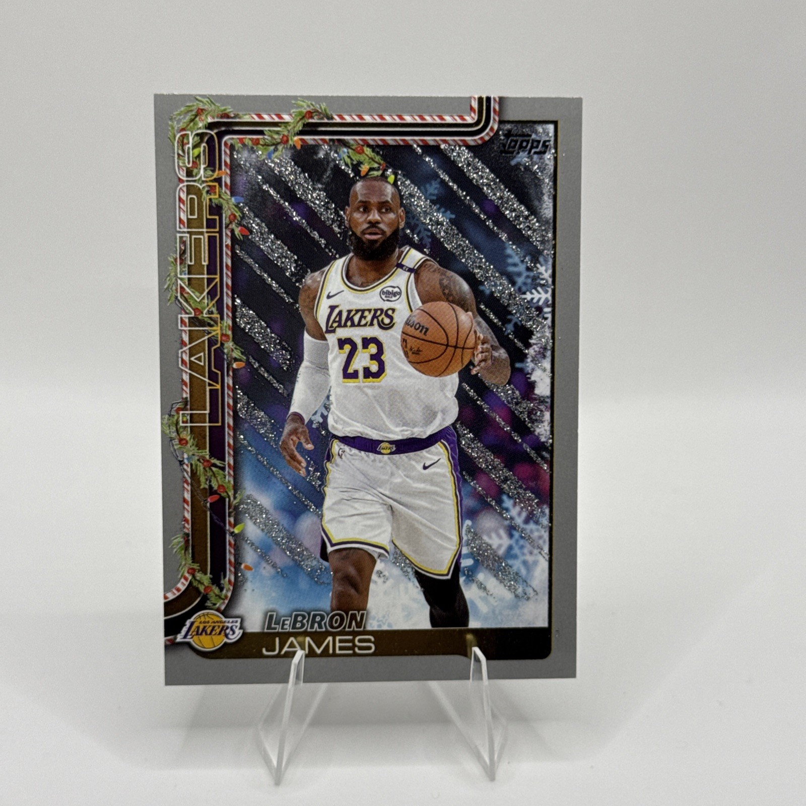 2025-26 Topps Holiday - LeBron James #H119 Holiday Silver Glitter Lakers