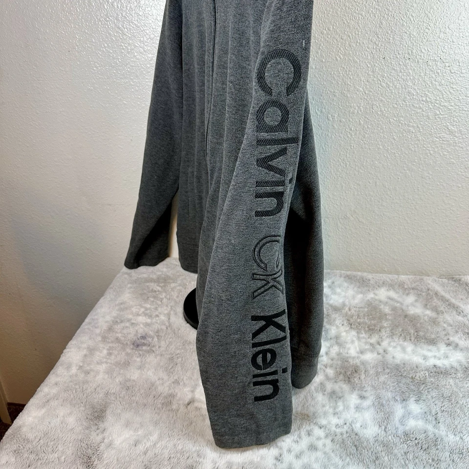 Chaqueta polar Calvin Klein Performance para mujer XL gris negra cremallera completa cuello falso Foto 4 de 4