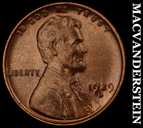 1929-D Lincoln Wheat Cent- Choice Gem Brilliant Uncirculated No Reserve #J342