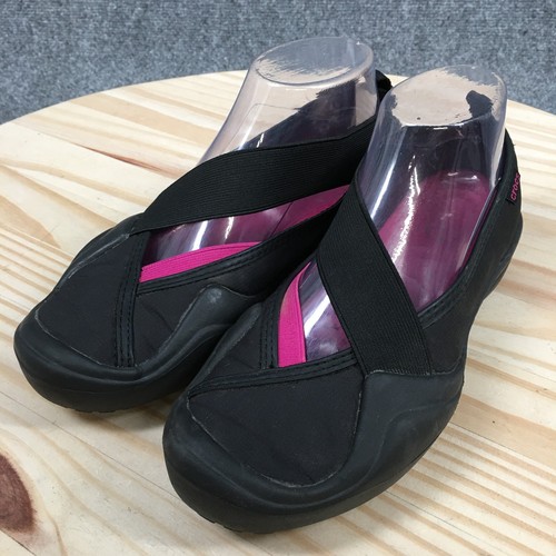 Crocs Shoes Womens 7 Sporty Comfort Slip On Mary Jane Flats Black Fabric Casual - Picture 3 of 16
