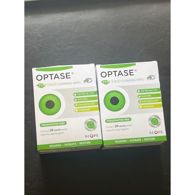 Optase TTO Eyelid Cleansing Wipes 20 Count Pack of 2 Tea Tree Oil Aloe Vera