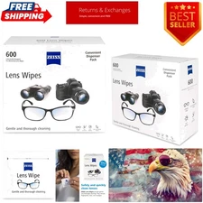 Pre-Moistened Lens Cleaning Wipes - 600 Count Unscented, Perfect for On-the-Go