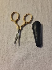 Gingher Gold-Handled 3.5" Epaulette Embroidery Scissors With Sheath