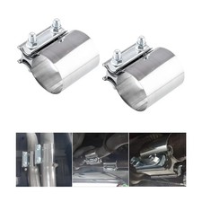 2 Inch Exhaust Clamp 2 Pcs Butt Joint Band Sleeve Coupler Stainless Muffler 2