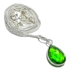 Natural Peridot Gemstone 925 Sterling Silver Necklace G470
