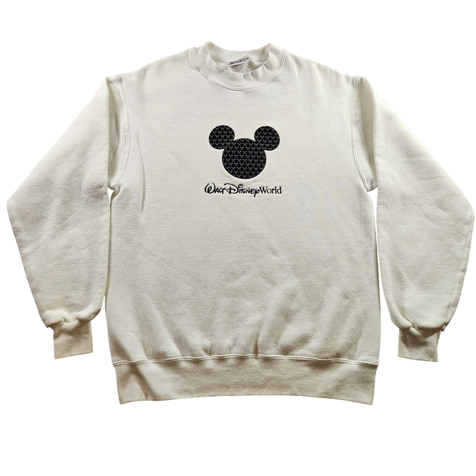 Walt Disney World Sweatshirt Mens Small White Crewneck Embroidered Mickey Mouse