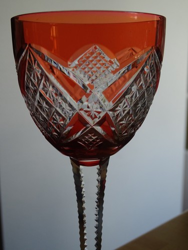 BACCARAT 1 VERRE A VIN DU RHIN ROEMER CRISTAL COULEUR ORANGE S.1138 ht 19 cm - Picture 2 of 9