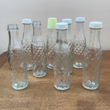 8 Vintage Screw Top Glass Soda Stream Bottles, Plus 6 Original Screw Lids