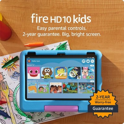 Amazon Fire HD 10 Kids tablet (newest model) ages 3-7 | Bright 10.1'' HD scree...