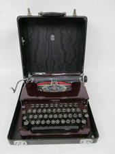Vintage Corona Sterling Burgundy Maroon Red Typewriter thumbnail