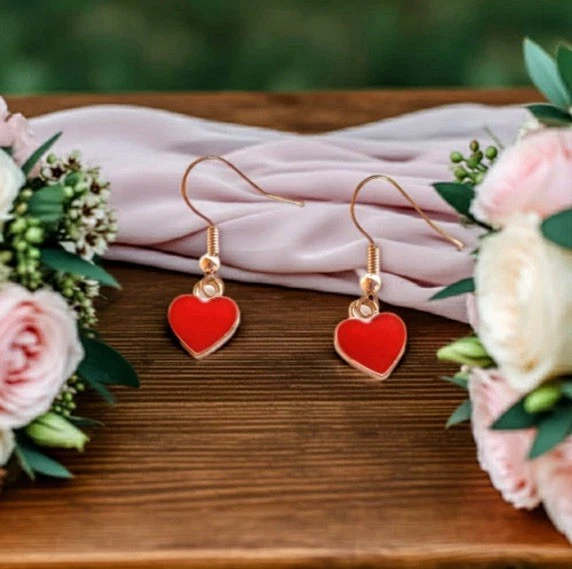 PENDIENTES CORAZÓN ROJO ESMALTADOS - Imagen 3 de 4
