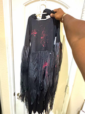 Wal Mart Halloween Dress Costume 2-Piece Set Gloves Black/Red M Polyester
