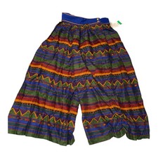 Culotte pants Vintage high-waisted wide-leg featuring a vibrant tribal pattern M