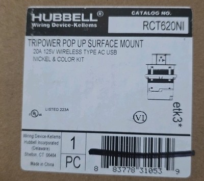 Tripower Pop Up Surface Mount 20A 125V Wireless Type AC USB