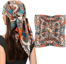  35 Inch Wild Rag Cowboy Scarves for Men Large Rancher Neckerchief Silk Boho NEW