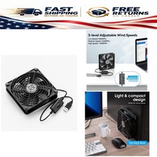 ELUTENG 120mm USB Case Fan 3 Speed 5V Powered Cooling Fan for PC Router TV