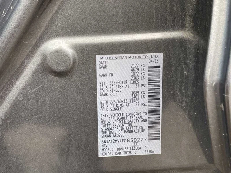 Nissan Rogue 2014-2020 pasajero derecho cuarto ventana con moldura cromada Foto 4 de 4