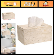 Natural Travertine Tissue Box Cover - Heavy Duty Stone Holder for Bathroom, Kitc