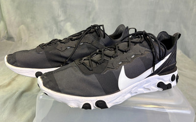 Nike React Element 55 Black White Mens Athletic Sneaker BQ6166-003  Sz 15  Auth.