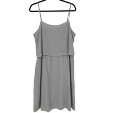 NWT Madewell Womens Silk Camisole Overlay Slip Dress Fog Grey Size 14 Feminine