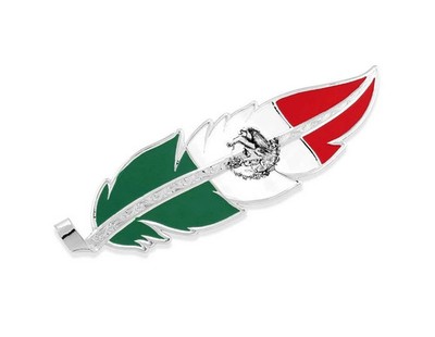 Montana Silversmiths Western Hat Feather Mexico Flag Paint HF5458MX SILVER