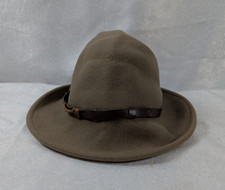 USA Made Crushable Felt Western Fedora Hat Brown Leather Band Size Unknown READ