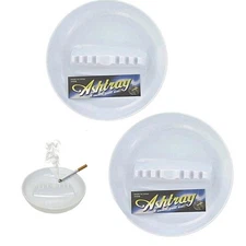 2ct Melamine Ashtray White 7" Vintage Restaurant Home Bar Cigarette Cigar Holder