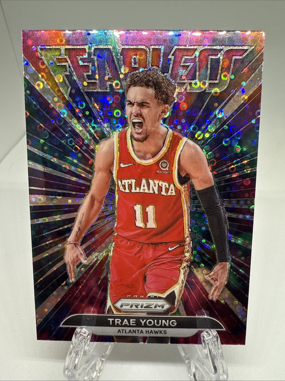 2021-22 Prizm Trae Young Fearless Fast Break Prizm Parallel #20 Hawks