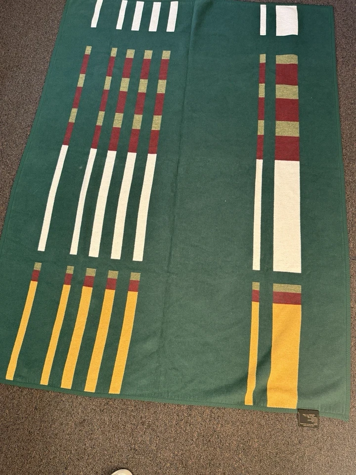 Vintage Ibena Fleece Plaid Throw Blanket 75” X 55” Reversible 2 Flaws Colorful - Image 2 of 4