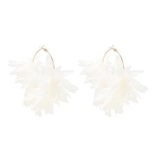 Handmade Boho White Flower Petal Earrings for Women Summer Beach Hoop Earrings