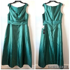 Alfred Sung D811S Off The Shoulder Draped Maxi Dress Hunter Green 18