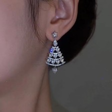 Shining Star Zircon Rhinestone Christmas Tree Dangle Earrings New Year Gift