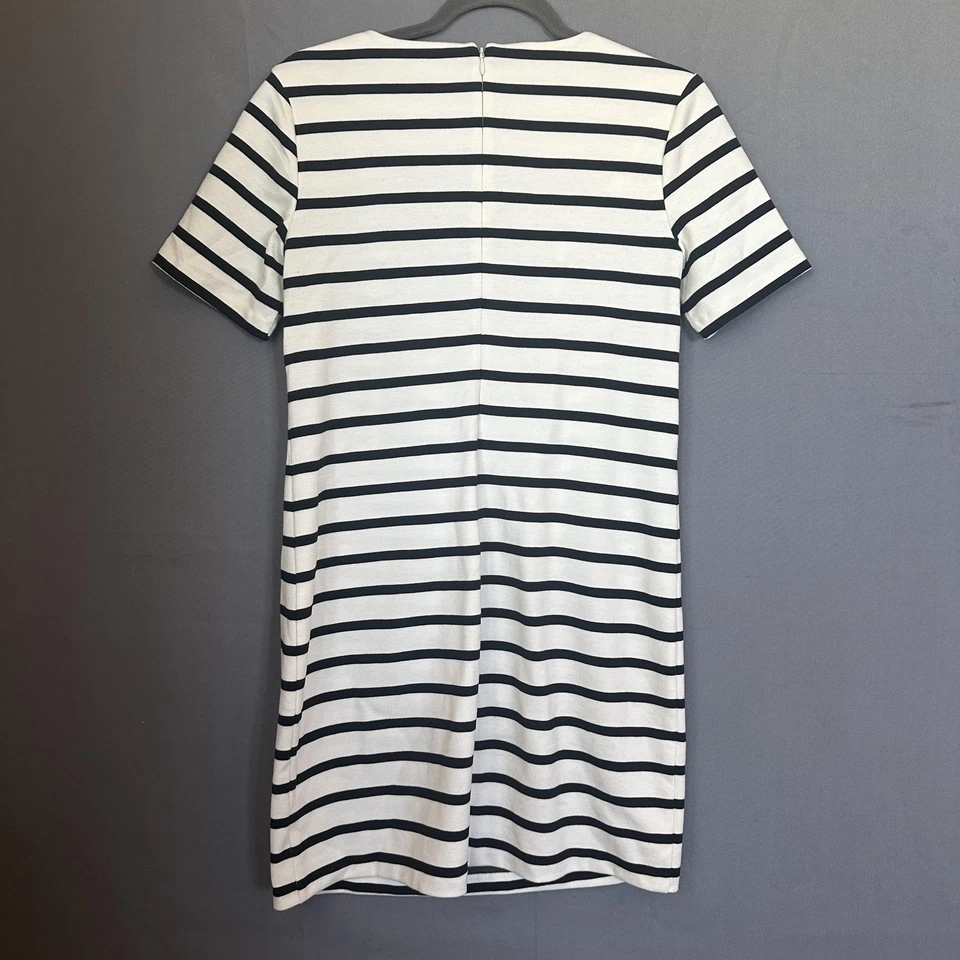Old Navy Dress Womens XS White Navy Striped Short Sleeve Sheath Ponte Knit - Image 2 of 4