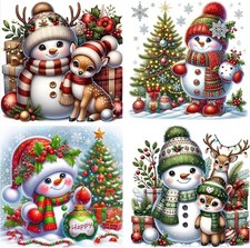 4 Pack Snowman Diamond Art 14 inches x 14 inches, G8679 G8680 G8681 G8683-US