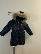 Tommy Hilfiger Diamond Quilt Long Hooded Puffer Jacket Navy Girl  s Sz 4
