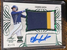 2021 Leaf Trinity Eduardo Garcia Jumbo Rookie Patch Auto Green 41/75 Brewers RPA