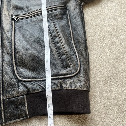 Eddie Bauer Lederjacke Herren Medium Distressed Bomber Braun Vintage Full Zip - Bild 7 von 13