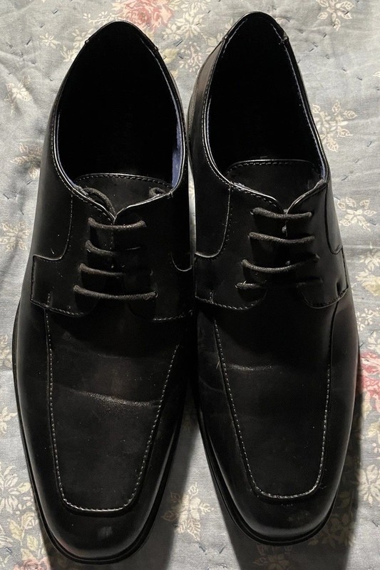 PERRY ELLIS Sz 9M Men’s Black Genuine Leather Dress Shoes Portfolio Ultrafoam