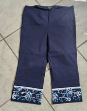 Michel Studio Navy cropped pants floral hem 22" Inseam NEW size 16