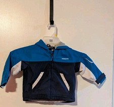 London Fog Boys 2T Windbreaker Jacket Hooded lightweight Lined Blue Colorblock