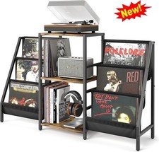 Record Player Stand Vinyl Storage Turntable Table Double 3-layer Display Shelves