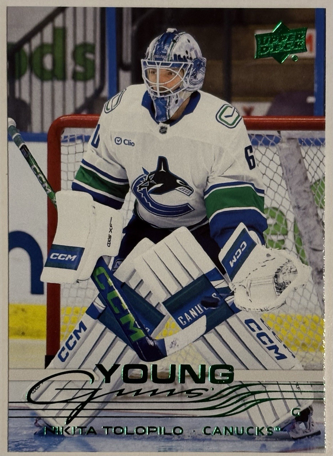 2025-26 Upper Deck Series 1 Nikita Tolopilo Young Guns Holiday Green #221