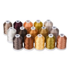 Embroidery Sewing Thread Brown Series Polyester 40WT 1100YD Serger Set 15 PCS