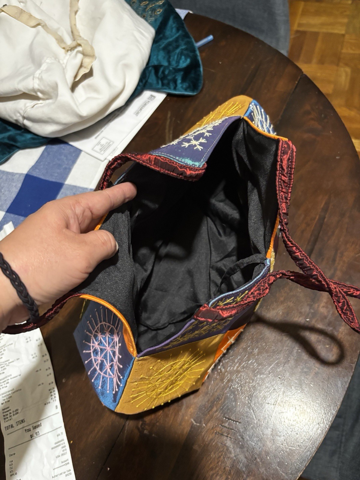 Multicolor Patchwork Embroidered Drawstring Shoul… - image 3