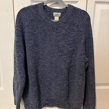 LL Bean Sweater Men XLarge Blue Knit Heavyweight 100 Cotton ItemID 294148