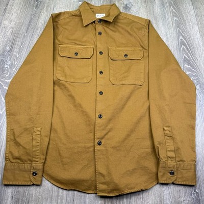 Todd Snyder Mens Mustard Yellow Flap Pocket Outdoor Utility Shirt Jacket Size M