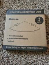 New - Unopened Glass Bathroom Storage Shelves, Set of 2