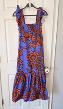 Corey Lynn Calter Squareneck Ruffle Midi Dress Size XS Anthropologie Floral Boho