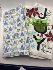 Star Wars Christmas Kitchen Towels 4-Pack Baby Yoda Grogu Santa Hat Snowman