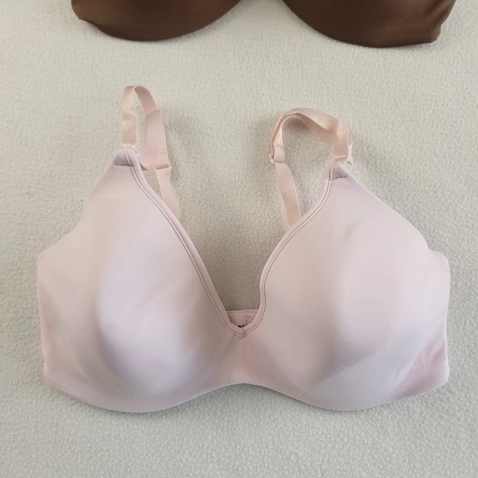 Lote de 3 sujetadores Demi Barely There para mujer con aros cierre trasero 36D rosa marrón tostado Foto 2 de 4